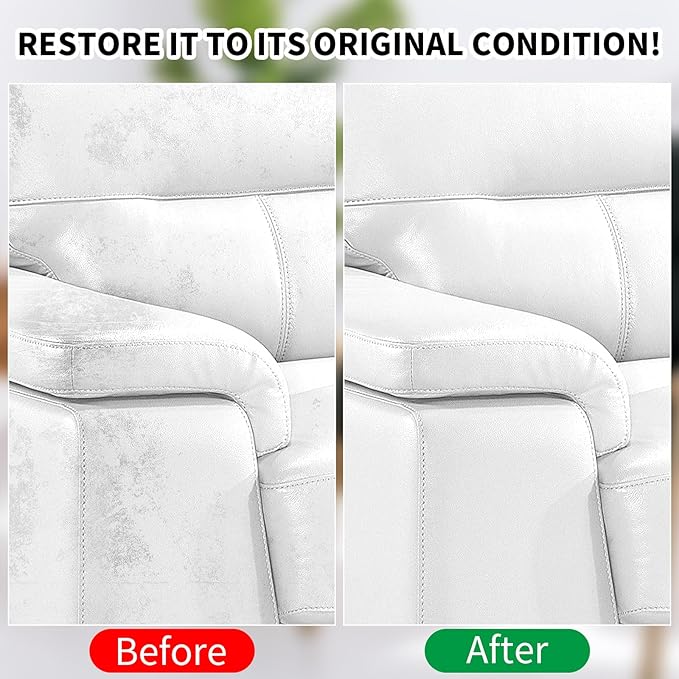 8.5 OZ Leather Recoloring Balm with 100ML Leather Conditioner - White Leather Repair Kit for Furniture, Leather Dye, Recolor, Renew, Repair & Restore Aged, Faded, Cracked, Peeling and Scuffed Leather