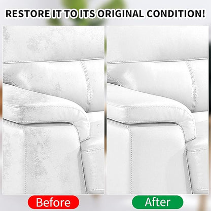 WEYSTOM Leather Recoloring Balm, 12oz Large Size Leather Dye, Color Restorer, Scratch Repair, Furniture & Couch Restorer Kit, Repair Kit for Furniture(White)