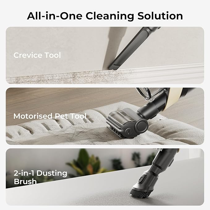 Candy Cordless Stick Vacuum Cleaner, 250AW Powerful Suction, 100min Runtime, Flexi-Fold Tube, SmartSense Tech, LED Headlights, Pet Hair Pickup, Pet & Crevice Tools, for Hard Floor & Carpet, CVS60