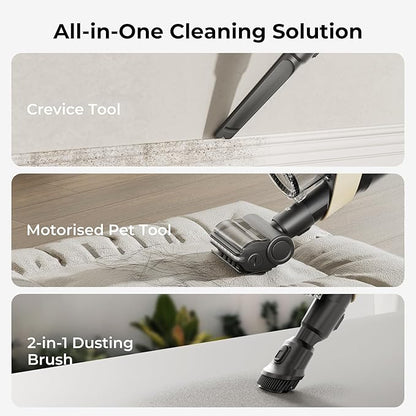 Candy Cordless Stick Vacuum Cleaner, 250AW Powerful Suction, 100min Runtime, Flexi-Fold Tube, SmartSense Tech, LED Headlights, Pet Hair Pickup, Pet & Crevice Tools, for Hard Floor & Carpet, CVS60
