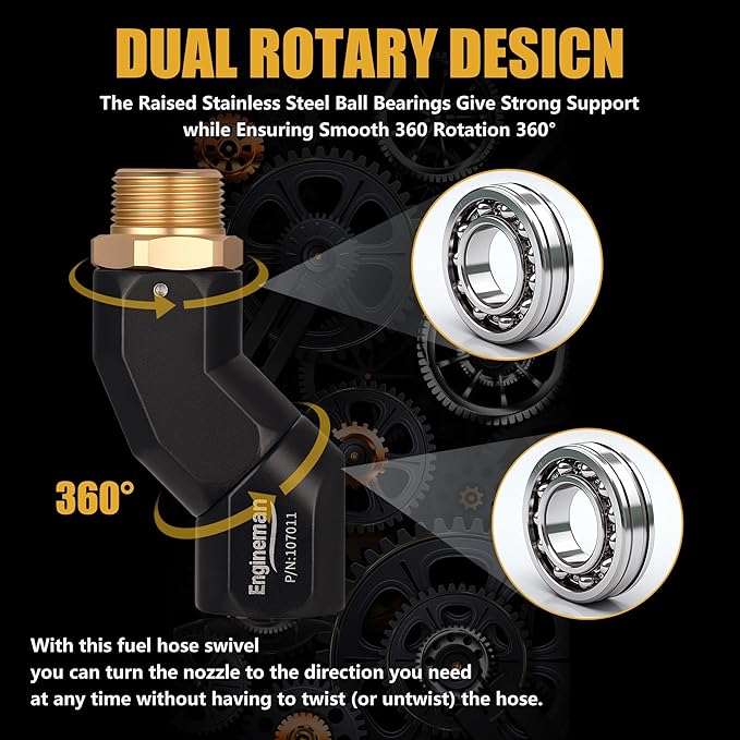 2pcs 3/4" NPT Fuel Hose Swivel - Multi-Plane 360° Rotating Connector for Fuel, Water, Diesel, Gasoline, Kerosene Transfer Pumps, Tanks, Nozzles