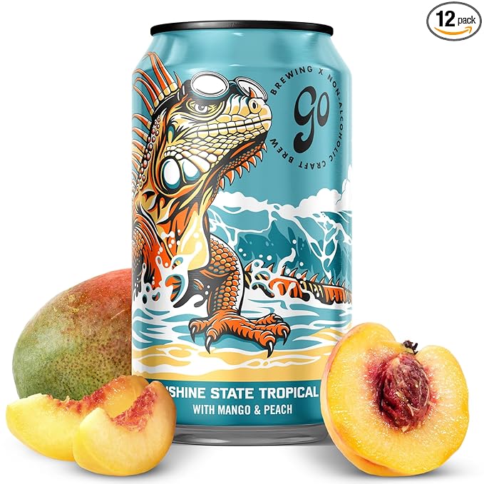 Go Brewing - Sunshine State Tropical IPA - Non-Alcoholic Craft Beer - Small Batch, Low-Calorie Brew - Mango and Peach Flavor Profile - Bold and Smooth Finish - Ideal for Any Occasion (12 Oz, 12 Cans)