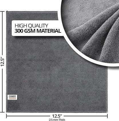 CERAKOTE Microfiber Towels (12 Pack) - Cleaning and Application Towels Durable Microfiber Material - 300 GSM Lint-Free Towel - Ideal for Cars, Home, Shop and Office Cleaning