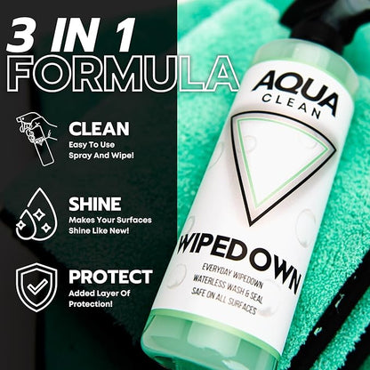 WIPEDOWN 3-in-1 Ceramic Waterless Wash & Quick Detailer | Boat Cleaner | Marine UV Protection, Long-Lasting, High-Gloss | Boats, RVs, Cars | Extend Wax, Coatings, & Sealants | Made in USA