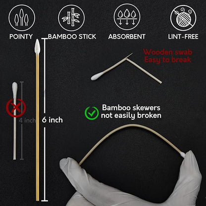 PINGMIC Gun Cleaning Supplies - Gun Cleaning Patches and Long Cotton Swabs Set, 6" Cotton Swabs, Lint Free Cloth Fit Most Caliber Firearms