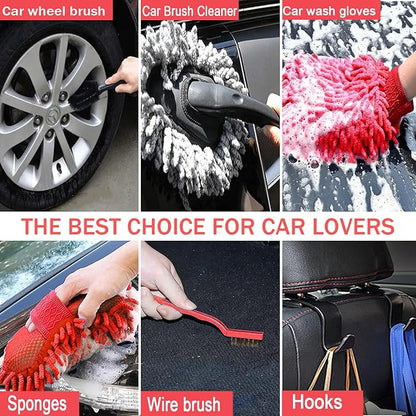 LIANXIN Car Wash Kit Car Wash Cleaning Kit with Car Wash Foam Gun Microfiber Sponge and Towels Tire Brush Built, Car Foam Gun, Car Cleaning Tool