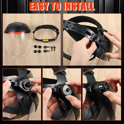 Tellegloww 2 Pack Safety Face Mask Shield for Grinding and Cutting Impact Resistant Visor, Upgraded Thickening 3mm Visors, Full Impact Resistant Face Mask, Adjustable Headgear with Sweatband