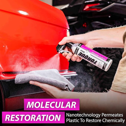 Torque Detail Plastic & Trim Restorer Spray - Restores, Shines & Protects Plastic, Vinyl & Rubber Surfaces With Molecular Restoration - Apply in Minutes, Lasts At Least 6 Months (8 fl. oz)