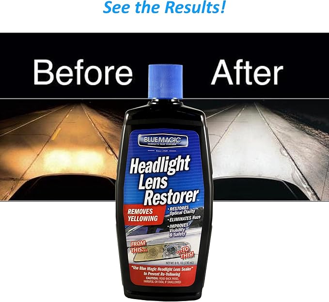 MPD Cobalt Charm Headlight Restorer – 8 oz | Removes Yellowing, Haze & Oxidation | Restores Lens Clarity & Brightness | Enhances Nighttime Visibility