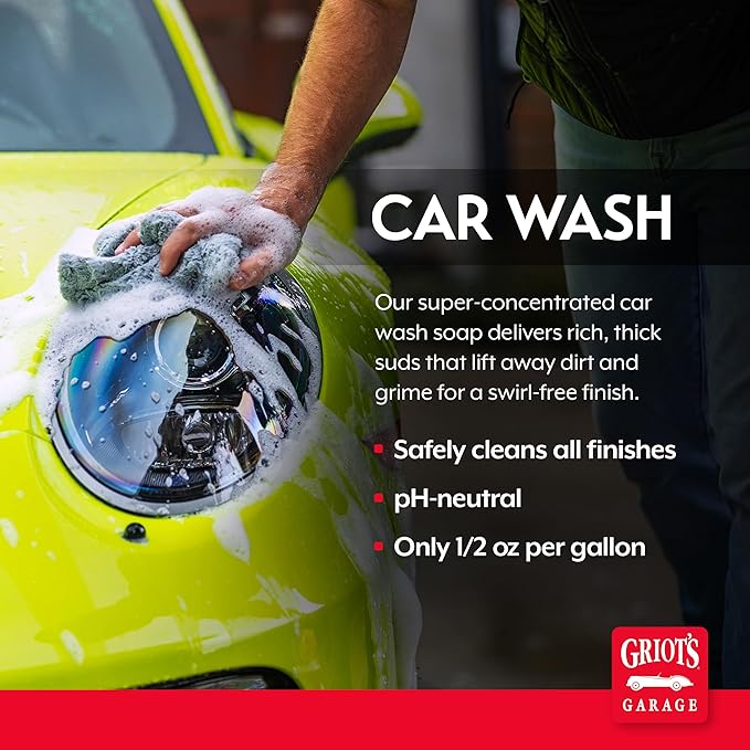 Griot's Garage Super-Concentrated Car Wash for Vehicle Washing and Cleaning, Foaming Liquid Soap, Won't Strip Waxes, Sealants or Ceramic Coatings, pH Balanced, 11103, One Gallon