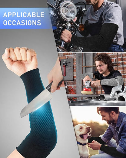 Geyoga 2 Pairs Arm Sleeves Guards Arm Protectors for Thin Skin and Bruising Protective Cut Resistant Sleeves for Men Women(X-Large,Hppe,Black, Gray)