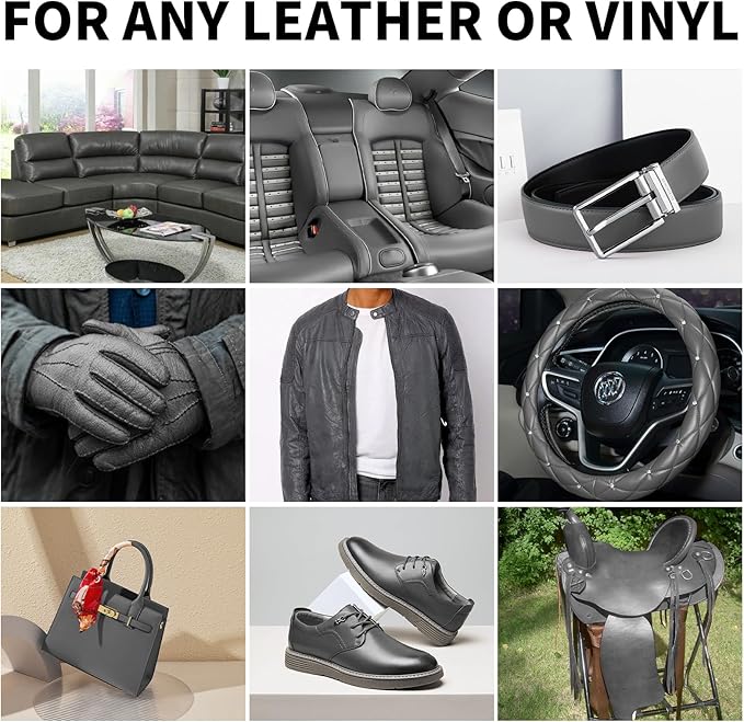 WEYSTOM Leather Recoloring Balm, 12oz Large Size Leather Dye, Color Restorer, Scratch Repair, Furniture & Couch Restorer Kit, Repair Kit for Furniture(Dark Gray)
