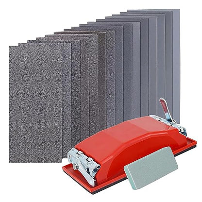 Wet & Dry Sandpaper Set, 42 Sheets of 120 to 3000 grit Sandpaper with Sanding Block Sander,for Wood Furniture Finishing Metal Automotive Sanding Polishing