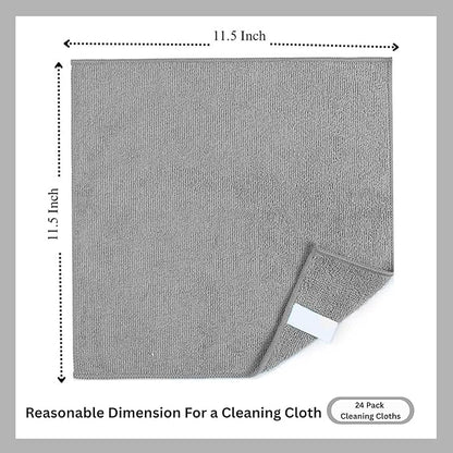 Microfiber Cleaning Cloth for Kitchen & households, Towels for Cars. (300gsm) (Pack of 24 Gray)