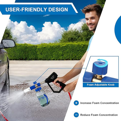 Foam Cannon Pro, Wide Mouth Soap Cannon for Power Washer, Car Wash High Pressure Snow Foam Cannon Lance for Detailing, 1/4" Quick Connector
