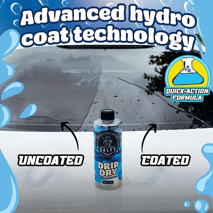 Salty Captain Drip Dry Hydrophobic Coating 33.8 oz – Post Wash Hydro Coat Safe for Cars, Boats & RVs – Glossy, UV-Protected Finish – Foam Gun Compatible & Easy to Apply – Premium Lab Tested Quality