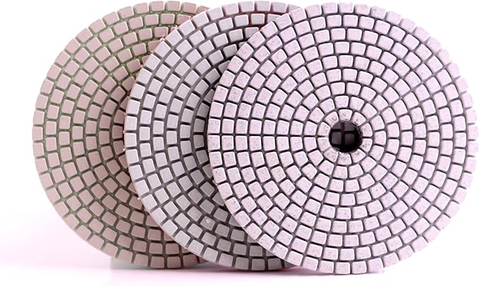 casaverde 4 Inch with 2.5mm Thickness Dry/Wet 3 Step Polishing Pads for Granite Marble Concrete Stone