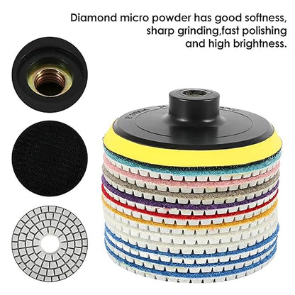 24pcs Diamond Polishing Pads Kit 4 Inch 100mm Round Sanding Discs Wet Dry Grinding Wheels Set Diamond Sandpaper for Diamond Granite Stone Concrete Marble