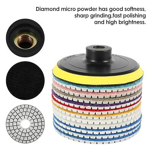 36pcs Diamond Polishing Pads Kit 4 Inch 100mm Round Sanding Discs Wet Dry Grinding Wheels Set Diamond Sandpaper for Diamond Granite Stone Concrete Marble