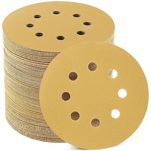 LotFancy 100 PCS 320 Grit Sandpaper, 5 Inch 8 Hole Sanding Disc Aluminum Oxide, Orbital Sander Sandpaper for Stripping Paint, Sand Paper for Wood, Plastic, Rust Removal, Random Orbital Sander Pads