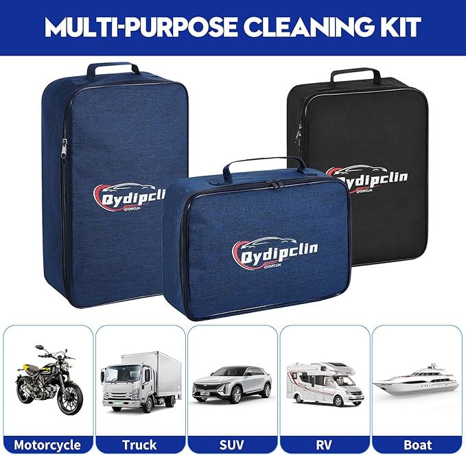 Qydipclin 24Pcs Car Detailing Kit, Car Detailing Brush Set, Car Wash Cleaning Kit, Car Detailing Brushes, Professional Car Care Kit for Interior Exterior Wheels, Blue