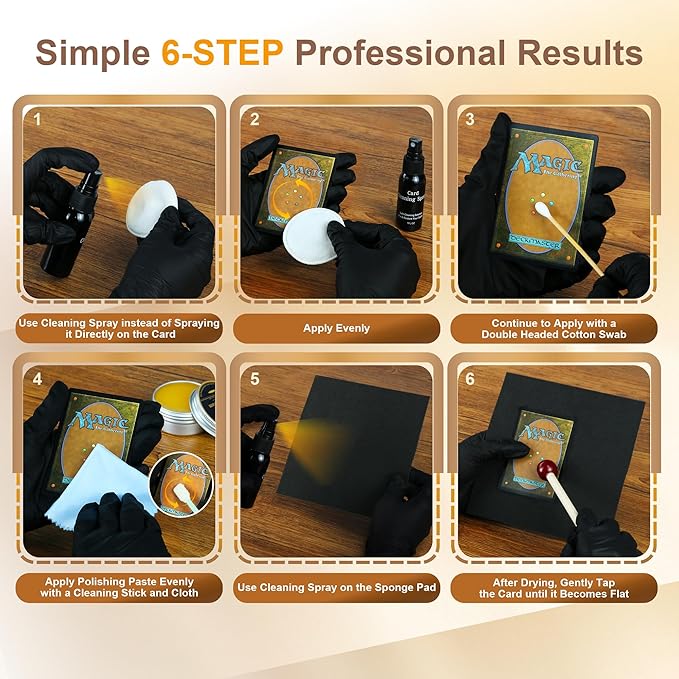 SFTPO Card Care Clean Kit, Card Cleaning and Polishing Restoration with Plastic Case, Trading Card Cleaning Box with Polishing Cream and Cleaning Spray, Suitable for PSA Rated Card Care