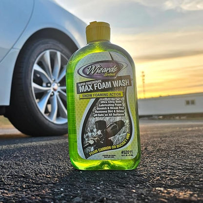Wizards Select - Super Concentrate Max Snow Foam Car Wash Soap - Ultra Cling Suds Car Wash Shampoo With Thick Foam - Soap For Car Washing and Detailing - 16 oz