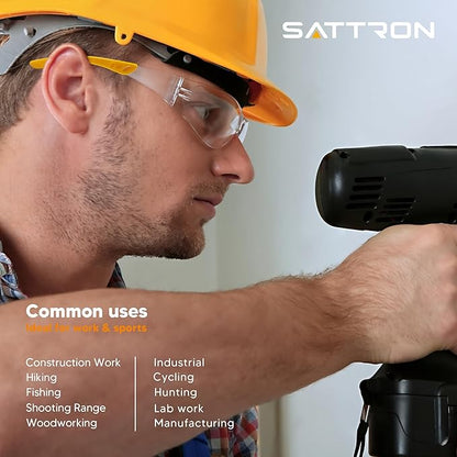 SATTRON Clear Safety Glasses 24PK, Protective Eyewear Polycarbonate Lens with Rubber Temples ANSI Z87.1 Anti-Scratch Impact Resistant Eye Protection for Man Woman Clear Lens/Yellow Frame