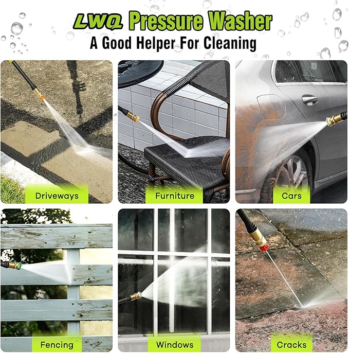 Pressure Washer, Portable Power Washer, 4 Quick Connect Nozzles, High Pressure Cleaning Machine for Car Fence Driveway Patio Washing and More