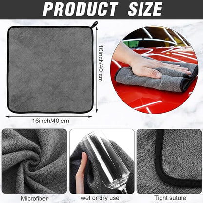 Tallew 18 Pcs Microfiber Towels 16 Inch x 16 Inch Microfiber Cloth Car Drying Towels for Cars Washing Polishing Office Windows Cleaning Household Supplies (Gray)