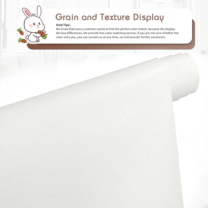 KING MOUNTAIN Leather Repair Patch,16 x 60 Inches self Adhesive Leather Repair Tape for Damaged Leather Furniture, Sofa Seating,Car Seats, Leather Goods（White）