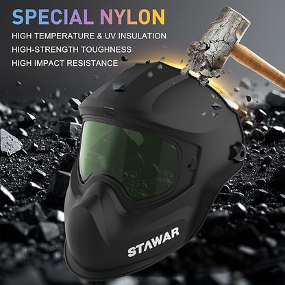 Shine STAWAR Grinding Face Shield, Lightweight Cutting Face Shield with Anti-Fog & Scratch Resistance Lens Face Shield Mask for Grinding, Cutting, Woodworking (DIN 1, Black)