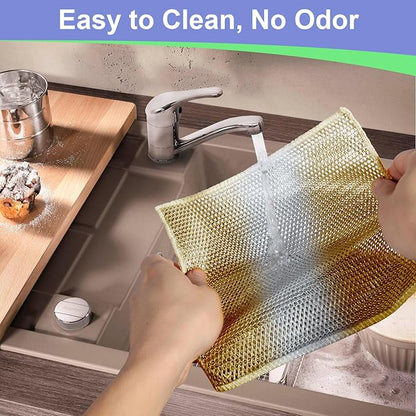 Eakenzy Non Scratch Wire Dishcloth, Multipurpose Wire Dishwashing Rag for Wet and Dry, Steel Cloth for Washing Dishes, Rust Removal Cleaning Cloth Kitchen, No Odor, Double Layer, 20 Pack