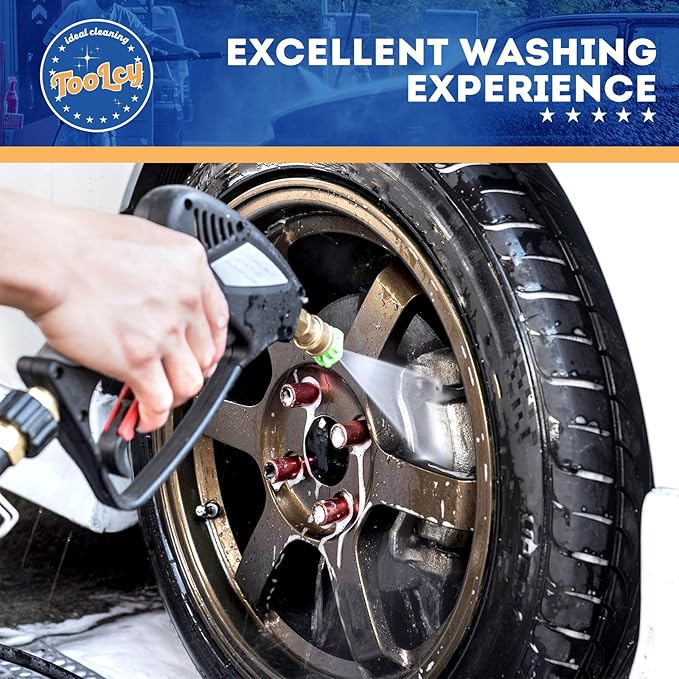TOOLCY Pressure Washer Short Gun, Commercial 5000 PSI / 10.5 GPM with Nozzle Tips, 3/8" Swivel USA-NPT Thread x Quick Socket, Sturdy Design for Gas Power Washer