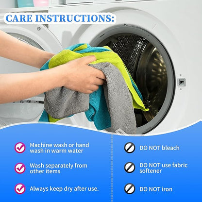 FIXSMITH Microfiber Cleaning Cloth - Pack of 24, Multi-Functional Cleaning Towels, Size: 12 x 16 in, Highly Absorbent Cleaning Rags, Lint-Free, Streak-Free Cleaning Cloths for Car Kitchen Home Office