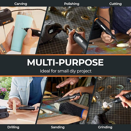 MAKERX Cordless Rotary Tool Kit, 20V Power Rotary Tool for Sanding, Carving, Drilling, Engraving, Polishing, DIY Crafts with 42 Accessories, Brushless Motor, 5000-35000 RPM Variable Speed,Tool Only