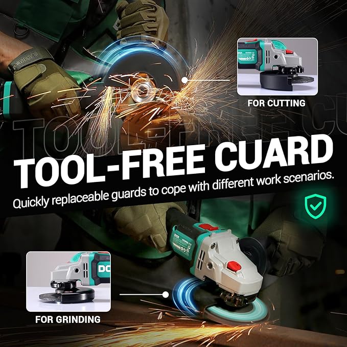 DCA Cordless Angle Grinder 20V 4-1/2 inch, 8500RPM Brushless Motor, Power Angle Grinder (Only Tool)