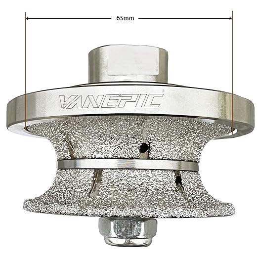 VANEPIC V20 Diamond Full Bullnose Profile Wheel Diamond Hand Profiler Router Bit Wheel Vacuum Brazed with 5/8-11 Thread for Grinder Polisher Granite Marble Concrete and Countertop Edge Shaping