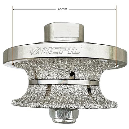VANEPIC V20 Diamond Full Bullnose Profile Wheel Diamond Hand Profiler Router Bit Wheel Vacuum Brazed with 5/8-11 Thread for Grinder Polisher Granite Marble Concrete and Countertop Edge Shaping