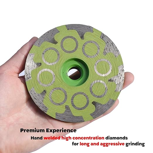 Actintool 4 in.x 5/8-11 in. Smooth Grinding Resin Filled Diamond Cup Wheel for Angle Grinder, Resin Filled Diamond Grinding Wheel for Granite Marble Engineered Stone