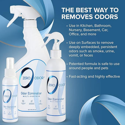 Zero Odor - Multi-Purpose Strong Odor Eliminator for Home, Office, Car, Bathroom, Hotel, Room Deodorizer, and Odor Neutralizer, (Kit)