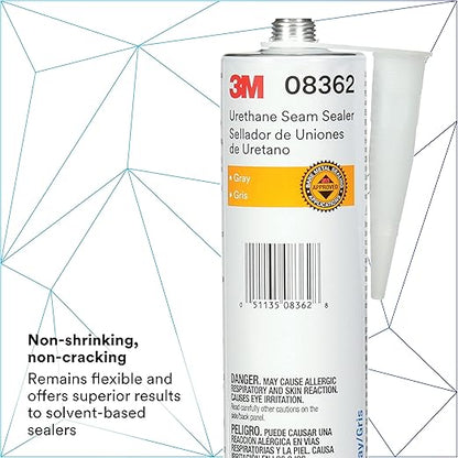 3M Urethane Seam Sealer, 08362, Gray Color, High Solids, Permanently Flexible, 310 mL/10.5 fl oz Cartridge