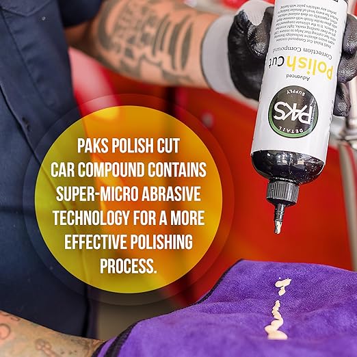 Paks Polish Cut Car Compound, Advance Cutting Compound and Rubbing Compound for Cars, 16-oz Car Polish Compound, Buffing Compound and Car Swirl Remover for Car Paint Correction Kit