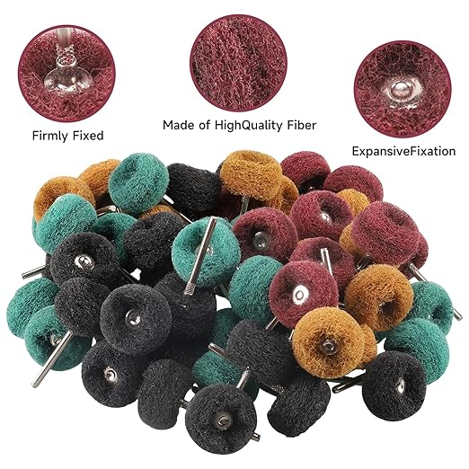 100 PCS Abrasive Buffing Wheels,1 inch Polishing Wheel Set for Proxxon Dremel Rotary Tool Accessory-1/8 Shank