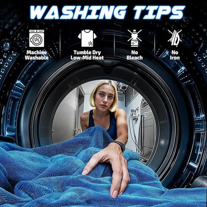 2-Pack 1200 GSM Car Drying Towels – Microfiber Towels for Cars (36" x 24"), Ultra-Absorbent, Streak-Free, Scratch-Free, No Water Spots, Double-Twist Pile & Edgeless Design(Blue)