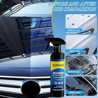 Sopami Car Coating Spray, 17.6 oz Quick Effect Coating Agent,Sopami Quickly Coat Car Wax,Sopami Car Scratch Wax Polish Spray Waterless Wash,Sopami Oil Film Emulsion Glass Cleaner(2PC+2*Sponge+2*Cloth)