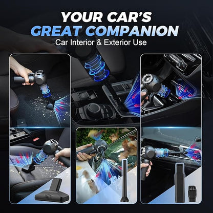 Handheld Car Vacuum Cleaner, 6 in 1 Multi-Function Cordless Small Vacuum, 17000PA Adjustable Portable with Brushless Motor for Inflation, Dust Blowing, Suction for Car, Home, Office– All in One