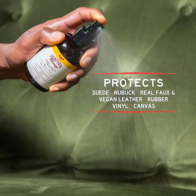 Leather Honey Suede Protector Spray: NonToxic, Non-aerosol Water and Stain Repellent. Protect Suede & Nubuck Shoes, Uggs, Boots, Furniture, Jackets, Bags & Apparel, 4oz