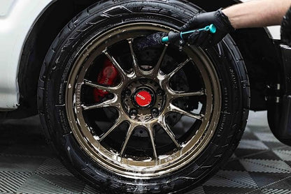 Detail Factory - Wheel Brush Mini with Interchangeable Microfiber Covers - Ultra-Soft Cleaning, Washing and Detailing Wheels, Tires, and Rims - Riptide