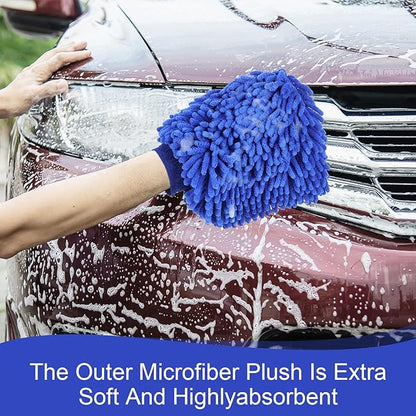 12 Pcs Microfiber Car Wash Mitt Set - Premium Car Washing Mitts with Scratch Free Coral Fleece, Ultra Absorbent Microfiber Wash Mitt for Auto Detailing (10.2 x 7.5 Inch, Blue)